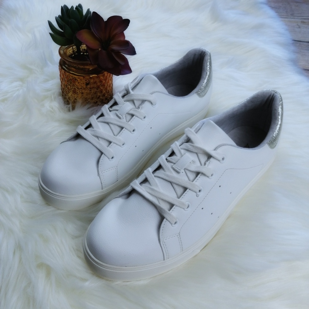 Aldo White and Sliver Sneakers Size 11